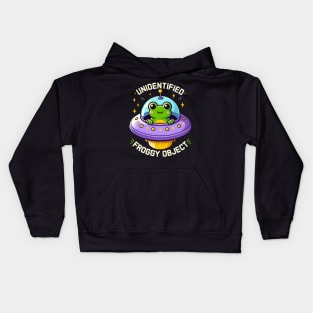 Froggy Object Cute Frog Flying A Saucer Kids Hoodie